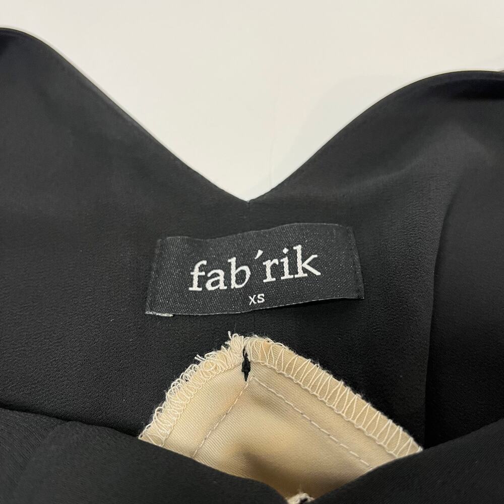 Fabrik Two-Tone Satin Midi Dress Black Champagne Colorblock Sz XS Formal Wedding - Picture 3 of 13